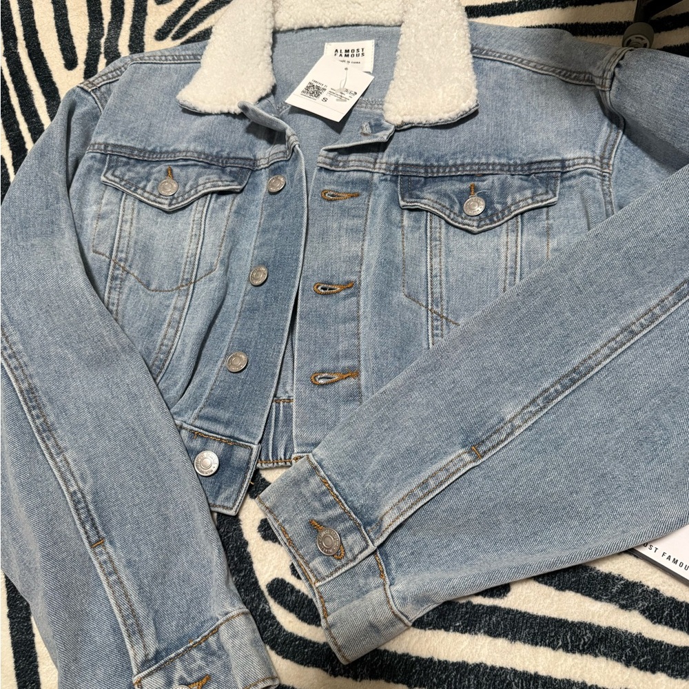 Forever 21 Light Blue Jean Jacket with White Collar